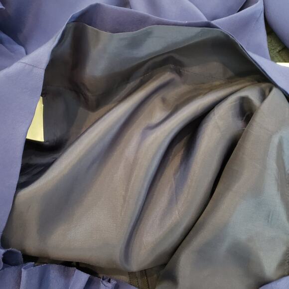 Anthropologie Va Et Vien Halter Dress Women 8 Blue Silk Ruffles Party Racerback - Picture 8 of 11